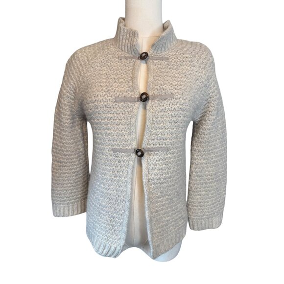 ZARA Beige Small Wool Blend Knit Cardigan Sweater Jacket Button Closures - Picture 9 of 16